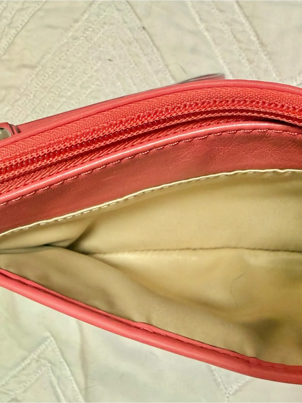 Coach Coral Pink Leather Wristlet Clutch